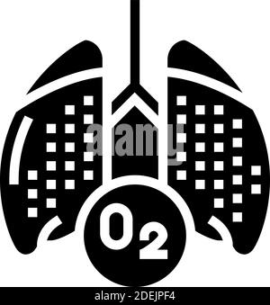 illustrazione dei polmoni con icona glifo di ossigeno Illustrazione Vettoriale