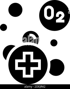 illustrazione del vettore dell'icona glifo dell'ossigeno aggiunta di acqua Illustrazione Vettoriale