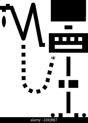 illustrazione del vettore dell'icona glifo dell'apparecchiatura medica dell'ossigeno Illustrazione Vettoriale