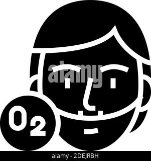 illustrazione vettoriale dell'icona glifo dello strumento ossigeno del respiro umano Illustrazione Vettoriale