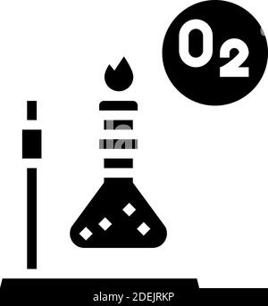 chimica ricerca ossigeno glifo icona illustrazione vettoriale Illustrazione Vettoriale