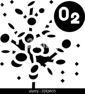 illustrazione del vettore dell'icona glifo dell'ossigeno che rilascia l'impianto Illustrazione Vettoriale