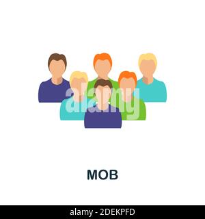 Icona piatta MOB. Elemento semplice dalla raccolta di protesta. Creative Mob icona per web design, modelli, infografiche e altro ancora Illustrazione Vettoriale