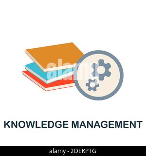 Icona piatta di Knowledge Management della raccolta di gestione della reputazione. Simbolo di Knowledge Management elemento di linea semplice per modelli, web design e. Illustrazione Vettoriale