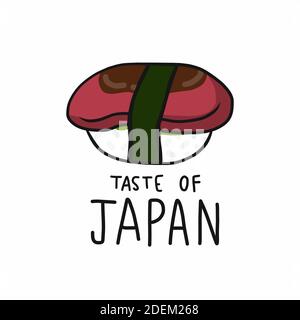 Maguro (tonno) sushi gusto di illustrazione vettoriale cartoon Giappone Illustrazione Vettoriale
