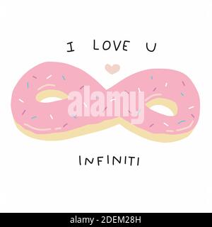 Ti amo Infiniti donut cartoon illustrazione vettoriale Illustrazione Vettoriale
