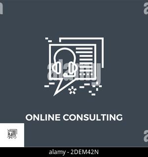 Icona della linea di consulenza online Illustrazione Vettoriale