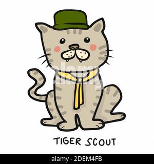 Tiger scout cartoon illustrazione vettoriale Illustrazione Vettoriale