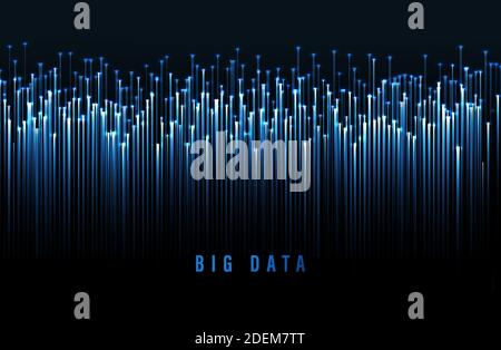 Particelle digitali astratte. Visualizzazione vettoriale astratta dei big data. Illustrazione Vettoriale