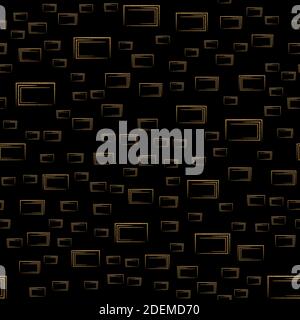 Rettangoli dorati stilizzati su sfondo nero. Ripetizione geometrica senza giunture. Foto Stock