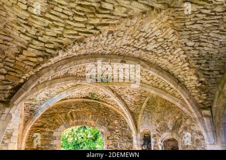 L'Abate's Lodging in Netley Abbey, le rovine di un monastero cistercense medievale e un villaggio sulla costa meridionale dell'Hampshire, nel sud dell'Inghilterra Foto Stock