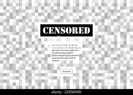 Segno censurato in pixel, icona di concetto della barra del censore nera isolata su sfondo bianco. Illustrazione Vettoriale
