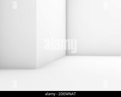 Frammento interno bianco vuoto astratto, sfondo dell'architettura minimo, illustrazione del rendering 3d Foto Stock