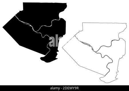 Allegheny County, Commonwealth of Pennsylvania (Stati Uniti, Stati Uniti d'America, Stati Uniti, Stati Uniti, Stati Uniti) mappa vettoriale illustrazione, abbozzare Alleghe Illustrazione Vettoriale