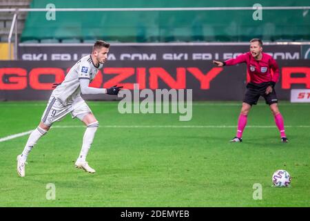 Tomas Pekhart di Legia visto in azione durante la partita polacca della PKO Ekstraklasa League tra Legia Warszawa e Piast Gliwice al Marshal Jozef Pilsudski Legia Warsaw Municipal Stadium. (Punteggio finale; Legia Warszawa 2:2 Piast Gliwice) Foto Stock