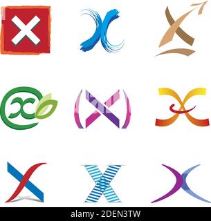 Set di icone X della lettera decorativa - elementi per il logo Design Illustrazione Vettoriale