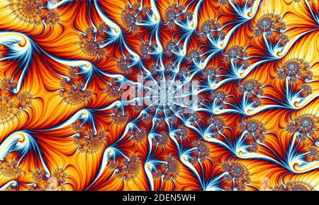 Frattale di fiori 3d astratto. illustrazione 3d Foto Stock