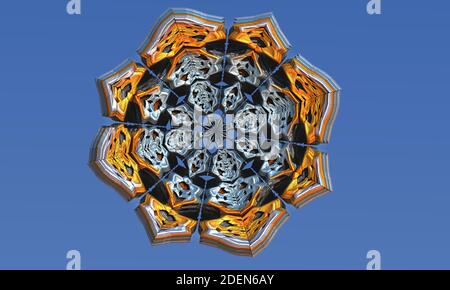 Mandala indù buddista a forma di ornamento rotondo. illustrazione 3d Foto Stock