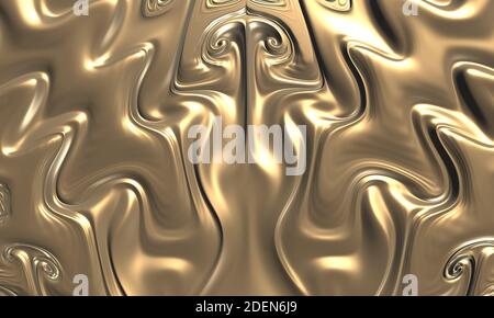 illustrazione 3d in forma di oro liquido con una ripetizione sulla superficie Foto Stock