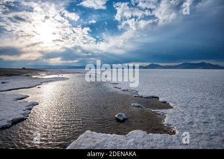 USA, Utah, Wendover, Bonneville Salt Flats, Foto Stock