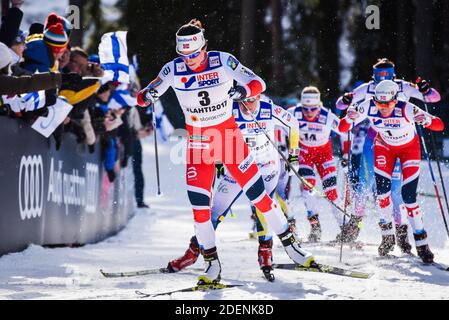 Marit Bjørgen (Bjorgen, Bjoergen), squadra norvegese di sci femminile, compete nel 30-K ai Campionati mondiali di sci nordico FIS 2017 a Lahti, Finlandia. Foto Stock