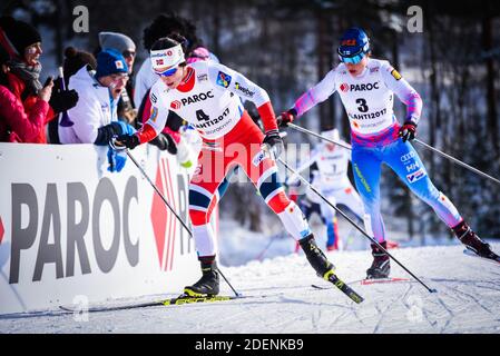 Marit Bjørgen (Bjorgen, Bjoergen), la squadra norvegese di sci femminile, partecipa in skiathlon ai Campionati mondiali di sci nordico FIS 2017 a Lahti, Finlandia. Foto Stock