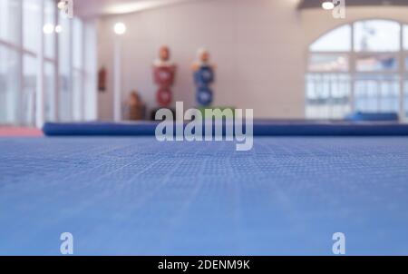 Sala di formazione con attrezzature per l'allenamento delle arti marziali Foto Stock