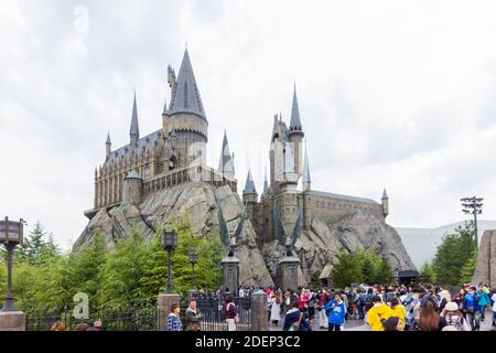 All'interno del parco a tema Wizarding World of Harry Potter di Osaka, Giappone Foto Stock