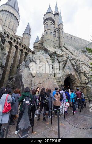 All'interno del parco a tema Wizarding World of Harry Potter di Osaka, Giappone Foto Stock