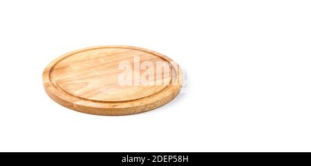 Pannello di taglio rotondo isolato su sfondo bianco. Foto Stock