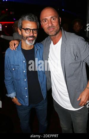 Dominique Armand et Christophe Dugarry lors de la soiree d'Inauguration du Roxie Club, a Paris, France, le 10 ottobre 2019. Foto di Jerome Domine/ABACAPRESS.COM Foto Stock