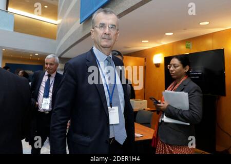 Il Governatore della Banque de France Francois Villeroy de Galhau parte dopo la plenaria dei ministri delle finanze del G-20 durante la riunione annuale FMI-Banca mondiale a Washington il 18 ottobre 2019. Foto di Yuri Grippas/ABACAPRESS.COM Foto Stock