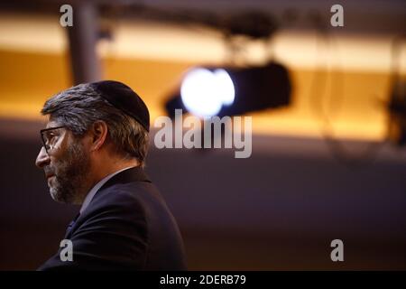 Il capo rabbino francese Haim Korsia durante l'inaugurazione ufficiale del Centro europeo per l'ebraismo (Centre Europeen Du judaisme) a Parigi, Francia, il 29 ottobre 2019. Foto di Hamilton/Pool/ABACAPRESS.COM Foto Stock