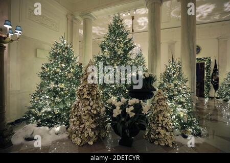 Il Grand Foyer della Casa Bianca è decorato per la stagione natalizia a Washington il 2 dicembre 2019. Foto di Yuri Grippas/ABACAPRESS.COM Foto Stock