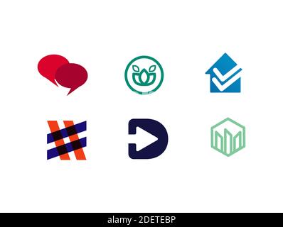 Set di modelli vettoriali astratti con logo colorato e icone Illustrazione Vettoriale