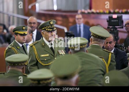 Il capo delle forze armate, il tenente generale Ahmed GAID Salah, durante la cerimonia di giuramento del presidente algerino Abdelmajid Tebboune ad Algeri, Algeria, il 19 dicembre 2019. Foto di Louiza Ammi/ABACAPRESS.COM Foto Stock