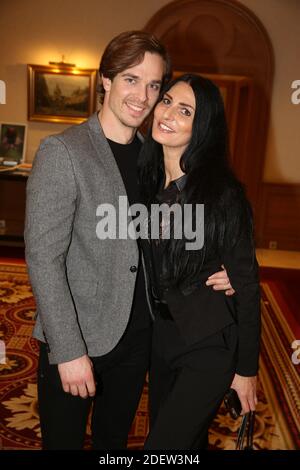 Sylvie Ortega Munos et son compagnon Thibault Perez lors de la Soirée de lancement du livre 'Power Attitude' a Paris, France, le 16 janvier 2020. Foto di Jerome Domine/ABACAPRESS.COM Foto Stock