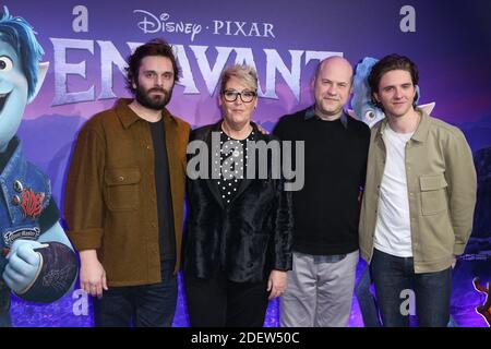 Pio Marmai, Kori Rae, Dan Scanlon e Thomas Soliveres in occasione della prima di 'en Avant' tenutasi all'UGC Normandie di Parigi, Francia, il 26 febbraio 2020. Foto di Jerome DomineABACAPRESS.COM Foto Stock