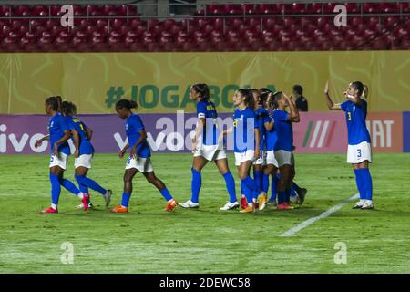 San Paolo, San Paolo, Brasile. 1 dicembre 2020. (SPO) il Brasile sconfigge l'Ecuador 8-0 in una partita di calcio femminile amichevole . 1 dicembre 2020, Sao Paulo, Brasile: Amichevole gioco di calcio femminile tra il Brasile e l'Ecuador allo stadio Morumbi a San Paolo in mezzo a Covid-19 pandemia. Il Brasile ha vinto il gioco 8-0.Credit: LECO Viana /Thenews2 Credit: LECO Viana/TheNEWS2/ZUMA Wire/Alamy Live News Foto Stock