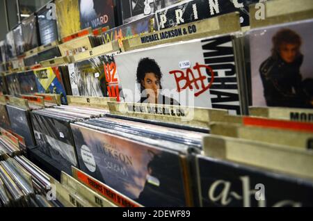 Discoteche Babel, uno dei pochi negozi di dischi in vinile rimasti a Madrid Foto Stock