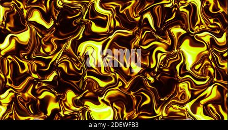 astratto oro liquido onda. Splendido oro fuso. sfondo ondulato in oro fuso con risoluzione di 4k. Foto Stock