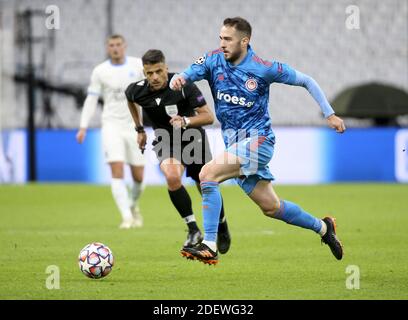 Marsiglia, Francia. 01 dicembre 2020. Kostas Fortounis of Olympiacos durante la UEFA Champions League, partita di calcio del gruppo C tra Olympique de Marseille (OM) e Olympiacos FC (Olympiakos) il 1° dicembre 2020 allo Stade Velodrome di Marsiglia, Francia - Foto Jean Catuffe / DPPI / LM Credit: Paola Benini/Alamy Live News Foto Stock