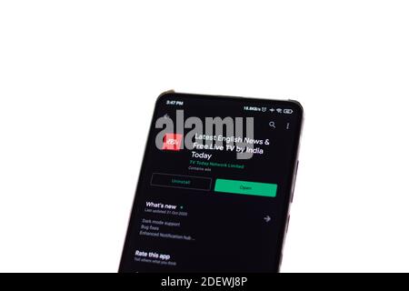 Assam, india - 29 Novembre 2020 : il logo di oggi dell'India sull'immagine di riserva dello schermo del telefono. Foto Stock