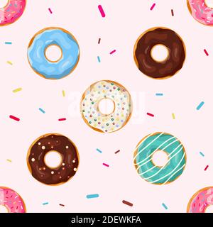 Ciambelle modello senza giunture Illustrazione Vettoriale