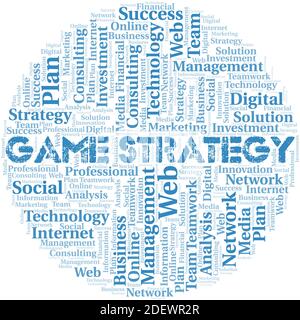 Game Strategy Word cloud creare solo con il testo. Illustrazione Vettoriale