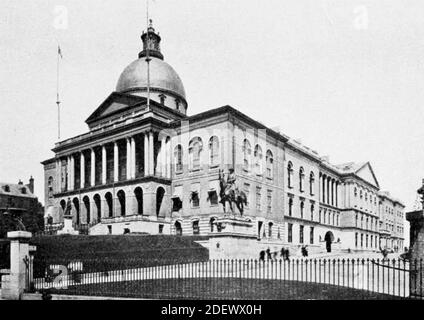 La Massachusetts state House è il campidoglio dello stato e sede del governo del Commonwealth del Massachusetts a Boston, Stati Uniti Foto Stock