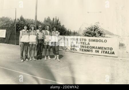 Tennis Roma 1 cl. Grimaldi, dalla Valle, Capitano Cucchiaroni, Canapi e Falaffa, Italia anni ottanta Foto Stock