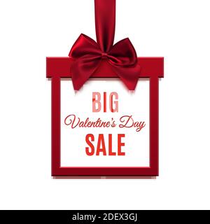 Grande, San Valentino in vendita. Banner rosso quadrato. Illustrazione Vettoriale
