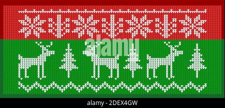 Modello classico per il Natale brutto maglione con cervo e. pino Illustrazione Vettoriale