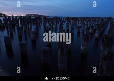 Princes Pier al crepuscolo. Port Melbourne, Australia Foto Stock